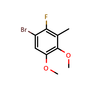 Chemical structure of 1-Bromo-2-fluoro-4,5-dimethoxy-3-methylbenzene , CAS 2643367-74-0, AChemBlock AD284014