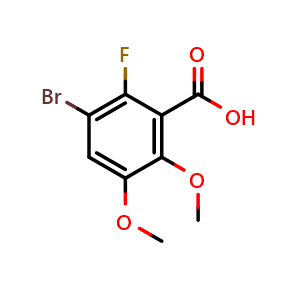 Chemical structure of 3-Bromo-2-fluoro-5,6-dimethoxybenzoic acid , CAS 1892245-77-0, AChemBlock AD284015