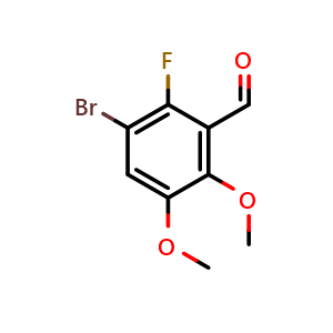 Chemical structure of 3-Bromo-2-fluoro-5,6-dimethoxybenzaldehyde , CAS 1785348-72-2, AChemBlock AD284016