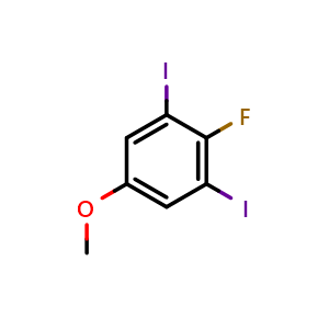 Chemical structure of 2-Fluoro-1,3-diiodo-5-methoxybenzene , CAS 1803829-27-7, AChemBlock AD284020