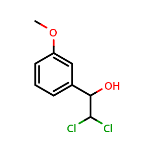 Chemical structure of 2,2-Dichloro-1-(3-methoxyphenyl)ethanol , CAS 1602827-70-2, AChemBlock AD284023