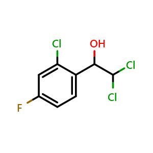 Chemical structure of 2,2-Dichloro-1-(2-chloro-4-fluorophenyl)ethanol , CAS 2071258-12-1, AChemBlock AD284024