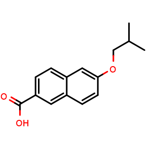 Chemical structure of 6-Isobutoxy-2-naphthoic acid , CAS 2734775-90-5, AChemBlock AD284027
