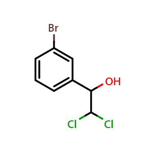 Chemical structure of 1-(3-Bromophenyl)-2,2-dichloroethanol , CAS 2734775-07-4, AChemBlock AD284031