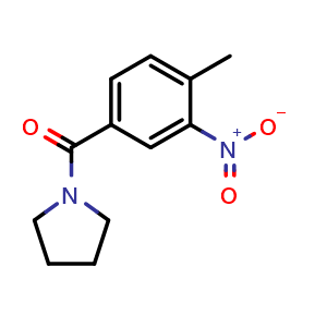Chemical structure of (4-Methyl-3-nitrophenyl)(pyrrolidin-1-yl)methanone , CAS 329059-83-8, AChemBlock AD284034