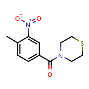 Chemical structure of (4-Methyl-3-nitrophenyl)(thiomorpholino)methanone , CAS 1197533-86-0, AChemBlock AD284036
