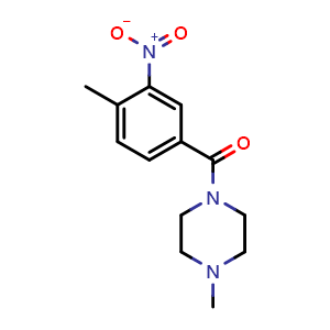 Chemical structure of (4-Methyl-3-nitrophenyl)(4-methylpiperazin-1-yl)methanone , CAS 321531-36-6, AChemBlock AD284037