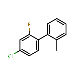 Chemical structure of 4-Chloro-2-fluoro-2'-methyl-1,1'-biphenyl , CAS 2734776-14-6, AChemBlock AD284039