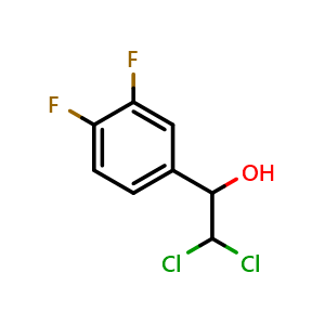 Chemical structure of 2,2-Dichloro-1-(3,4-difluorophenyl)ethanol , CAS 2734778-52-8, AChemBlock AD284040