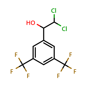 Chemical structure of 1-(3,5-Bis(trifluoromethyl)phenyl)-2,2-dichloroethanol , CAS 2734773-04-5, AChemBlock AD284042