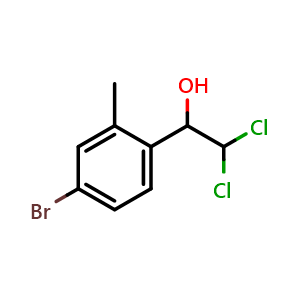 Chemical structure of 1-(4-Bromo-2-methylphenyl)-2,2-dichloroethanol , CAS 2734776-02-2, AChemBlock AD284046