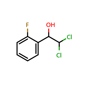 Chemical structure of 2,2-Dichloro-1-(2-fluorophenyl)ethanol , CAS 61693-74-1, AChemBlock AD284048