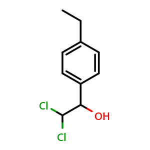 Chemical structure of 2,2-Dichloro-1-(4-ethylphenyl)ethanol , CAS 61693-72-9, AChemBlock AD284049