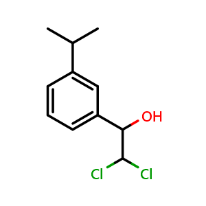 Chemical structure of 2,2-Dichloro-1-(3-isopropylphenyl)ethanol , CAS 2734776-91-9, AChemBlock AD284051