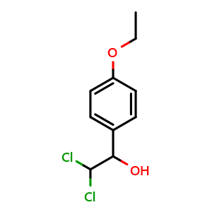 Chemical structure of 2,2-Dichloro-1-(4-ethoxyphenyl)ethanol , CAS 2734778-55-1, AChemBlock AD284054