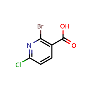Chemical structure of 2-Bromo-6-chloronicotinic acid , CAS 1060815-61-3, AChemBlock AD284057