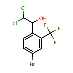 Chemical structure of 1-(4-Bromo-2-(trifluoromethyl)phenyl)-2,2-dichloroethanol , CAS 2734778-60-8, AChemBlock AD284059