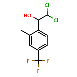 Chemical structure of 2,2-Dichloro-1-(2-methyl-4-(trifluoromethyl)phenyl)ethanol , CAS 2734777-45-6, AChemBlock AD284061