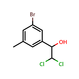 Chemical structure of 1-(3-Bromo-5-methylphenyl)-2,2-dichloroethanol , CAS 2734777-50-3, AChemBlock AD284062