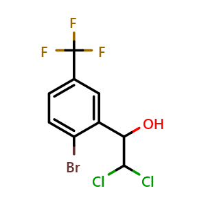 Chemical structure of 1-(2-Bromo-5-(trifluoromethyl)phenyl)-2,2-dichloroethanol , CAS 2734777-52-5, AChemBlock AD284063