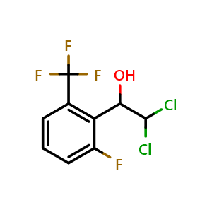 Chemical structure of 2,2-Dichloro-1-(2-fluoro-6-(trifluoromethyl)phenyl)ethanol , CAS 2734777-56-9, AChemBlock AD284064