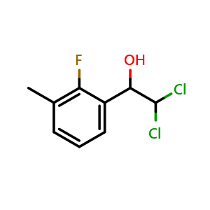 Chemical structure of 2,2-Dichloro-1-(2-fluoro-3-methylphenyl)ethanol , CAS 2734776-30-6, AChemBlock AD284066