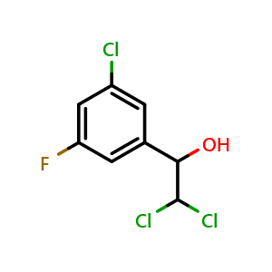 Chemical structure of 2,2-Dichloro-1-(3-chloro-5-fluorophenyl)ethanol , CAS 2734773-16-9, AChemBlock AD284067