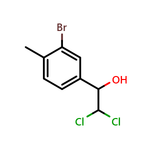 Chemical structure of 1-(3-Bromo-4-methylphenyl)-2,2-dichloroethanol , CAS 2734776-41-9, AChemBlock AD284070