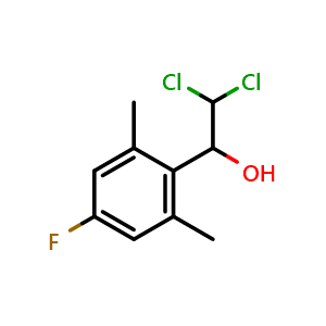 Chemical structure of 2,2-Dichloro-1-(4-fluoro-2,6-dimethylphenyl)ethanol , CAS 2755719-11-8, AChemBlock AD284076