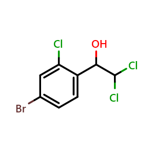 Chemical structure of 1-(4-Bromo-2-chlorophenyl)-2,2-dichloroethanol , CAS 2734778-75-5, AChemBlock AD284077