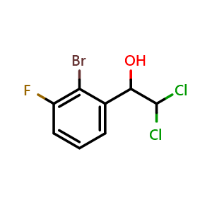 Chemical structure of 1-(2-Bromo-3-fluorophenyl)-2,2-dichloroethanol , CAS 2734773-34-1, AChemBlock AD284079