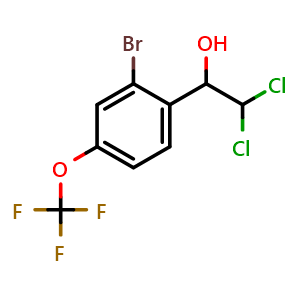 Chemical structure of 1-(2-Bromo-4-(trifluoromethoxy)phenyl)-2,2-dichloroethanol , CAS 2734774-36-6, AChemBlock AD284084