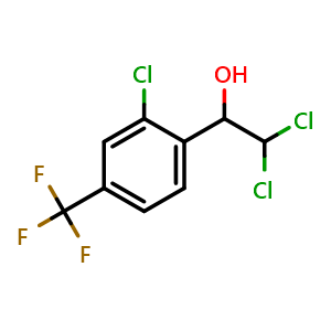 Chemical structure of 2,2-Dichloro-1-(2-chloro-4-(trifluoromethyl)phenyl)ethanol , CAS 2734778-91-5, AChemBlock AD284085