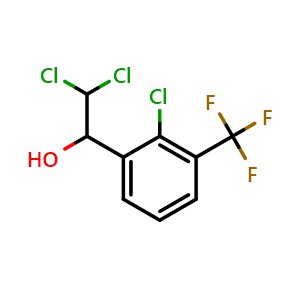 Chemical structure of 2,2-Dichloro-1-(2-chloro-3-(trifluoromethyl)phenyl)ethanol , CAS 2734773-12-5, AChemBlock AD284086