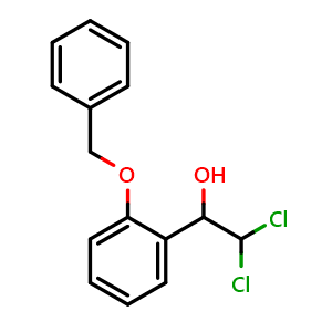 Chemical structure of 1-(2-(Benzyloxy)phenyl)-2,2-dichloroethanol , CAS 2734778-92-6, AChemBlock AD284087