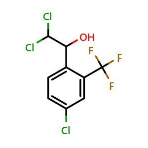 Chemical structure of 2,2-Dichloro-1-(4-chloro-2-(trifluoromethyl)phenyl)ethanol , CAS 2734773-50-1, AChemBlock AD284089
