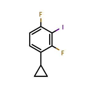 Chemical structure of 1-Cyclopropyl-2,4-difluoro-3-iodobenzene , CAS 2734775-87-0, AChemBlock AD284090