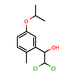 Chemical structure of 2,2-Dichloro-1-(5-isopropoxy-2-methylphenyl)ethanol , CAS 2734777-79-6, AChemBlock AD284093