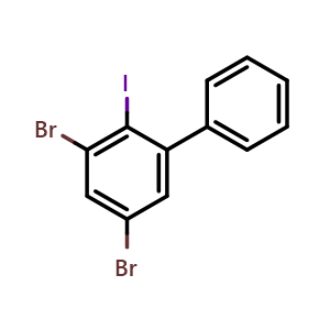 Chemical structure of 3,5-Dibromo-2-iodo-1,1'-biphenyl , CAS 197961-78-7, AChemBlock AD284100
