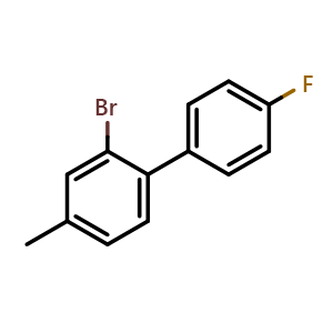 Chemical structure of 2-Bromo-4'-fluoro-4-methyl-1,1'-biphenyl , CAS 2734774-02-6, AChemBlock AD284103