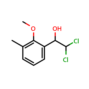 Chemical structure of 2,2-Dichloro-1-(2-methoxy-3-methylphenyl)ethanol , CAS 2755721-25-4, AChemBlock AD284107