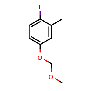 Chemical structure of 1-Iodo-4-(methoxymethoxy)-2-methylbenzene , CAS 1309378-93-5, AChemBlock AD284116