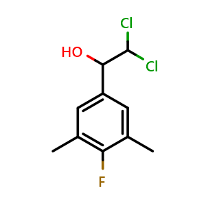 Chemical structure of 2,2-Dichloro-1-(4-fluoro-3,5-dimethylphenyl)ethanol , CAS 2755719-13-0, AChemBlock AD284119