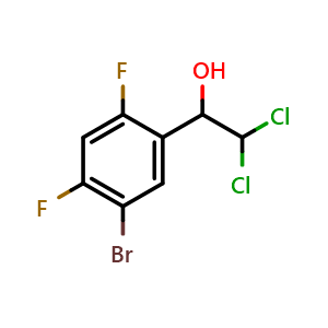 Chemical structure of 1-(5-Bromo-2,4-difluorophenyl)-2,2-dichloroethanol , CAS 2755720-74-0, AChemBlock AD284120