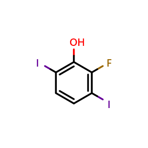 Chemical structure of 2-Fluoro-3,6-diiodophenol , CAS 1806347-73-8, AChemBlock AD284121