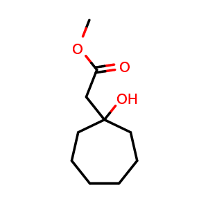 Chemical structure of Methyl 2-(1-hydroxycycloheptyl)acetate , CAS 61704-67-4, AChemBlock AD284122
