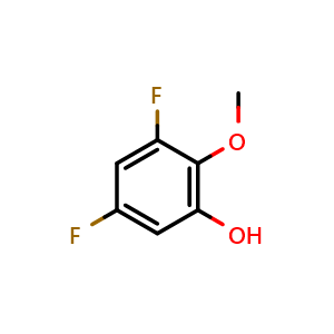 Chemical structure of 2,4-Difluoro-6-hydroxyanisole , CAS 152434-94-1, AChemBlock AD284124