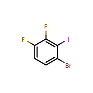 Chemical structure of 1-Bromo-3,4-difluoro-2-iodobenzene , CAS 1208077-27-3, AChemBlock AD284125