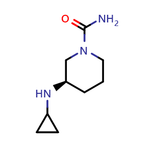 Chemical structure of (R)-3-(cyclopropylamino)piperidine-1-carboxamide , CAS 2837996-46-8, AChemBlock AD284129