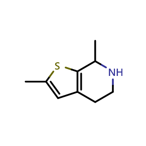 Chemical structure of 2,7-dimethyl-4,5,6,7-tetrahydrothieno[2,3-c]pyridine , CAS 1284461-59-1, AChemBlock AD284131